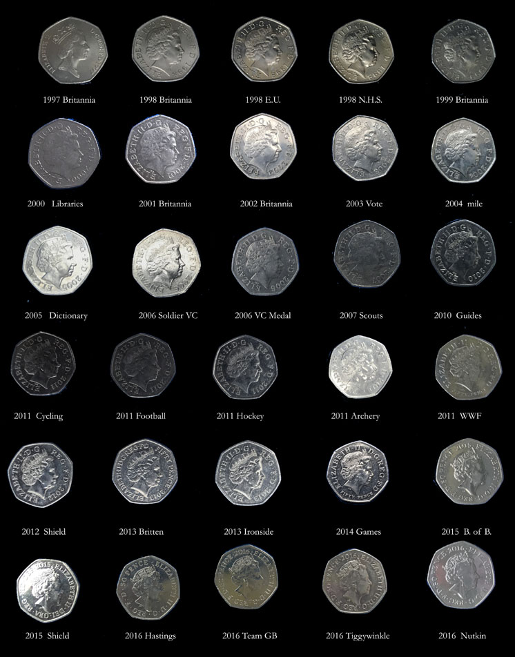 50p coins reverse images